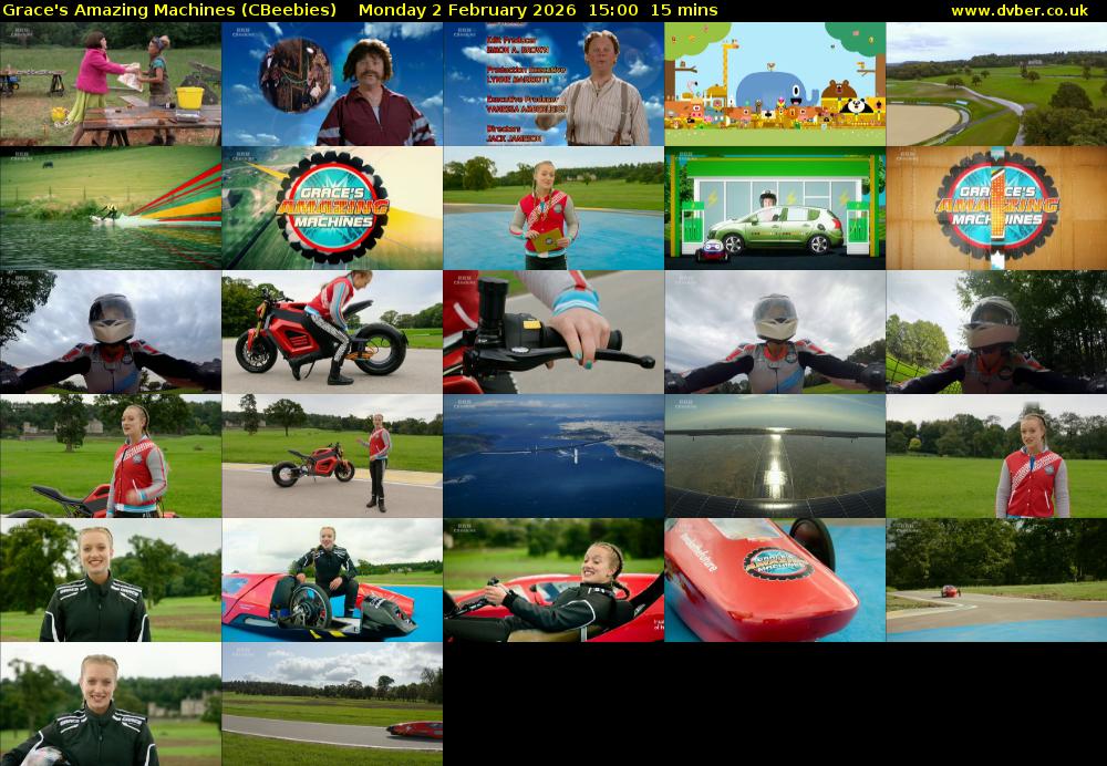Grace's Amazing Machines (CBeebies) Monday 2 February 2026 15:00 - 15:15