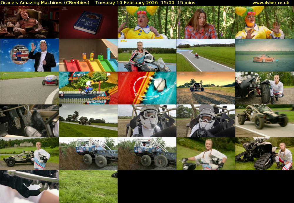 Grace's Amazing Machines (CBeebies) Tuesday 10 February 2026 15:00 - 15:15