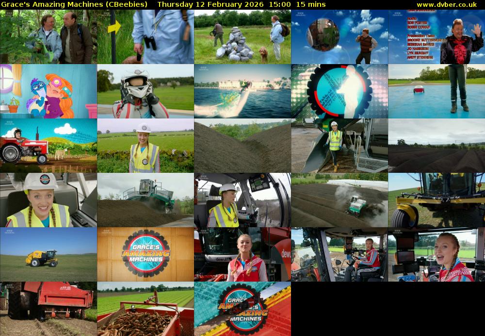 Grace's Amazing Machines (CBeebies) Thursday 12 February 2026 15:00 - 15:15
