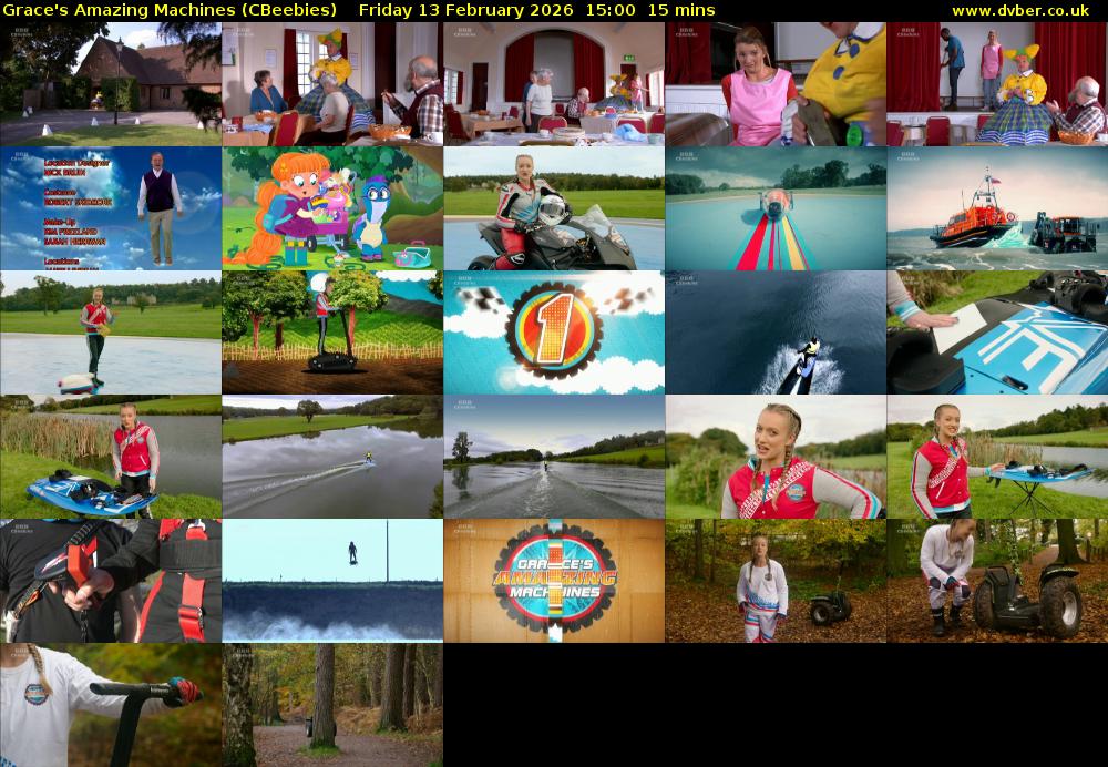 Grace's Amazing Machines (CBeebies) Friday 13 February 2026 15:00 - 15:15