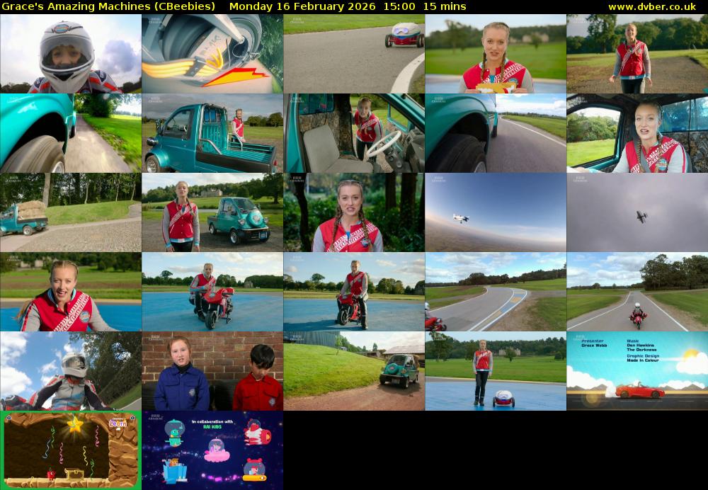 Grace's Amazing Machines (CBeebies) Monday 16 February 2026 15:00 - 15:15