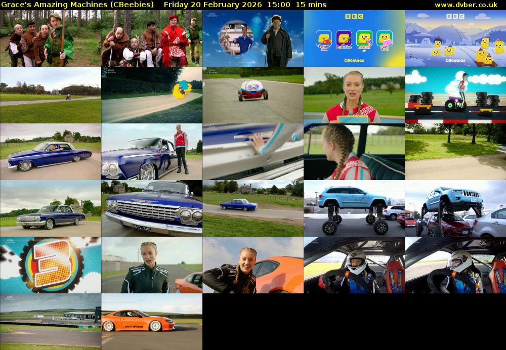 Grace's Amazing Machines (CBeebies) Friday 20 February 2026 15:00 - 15:15