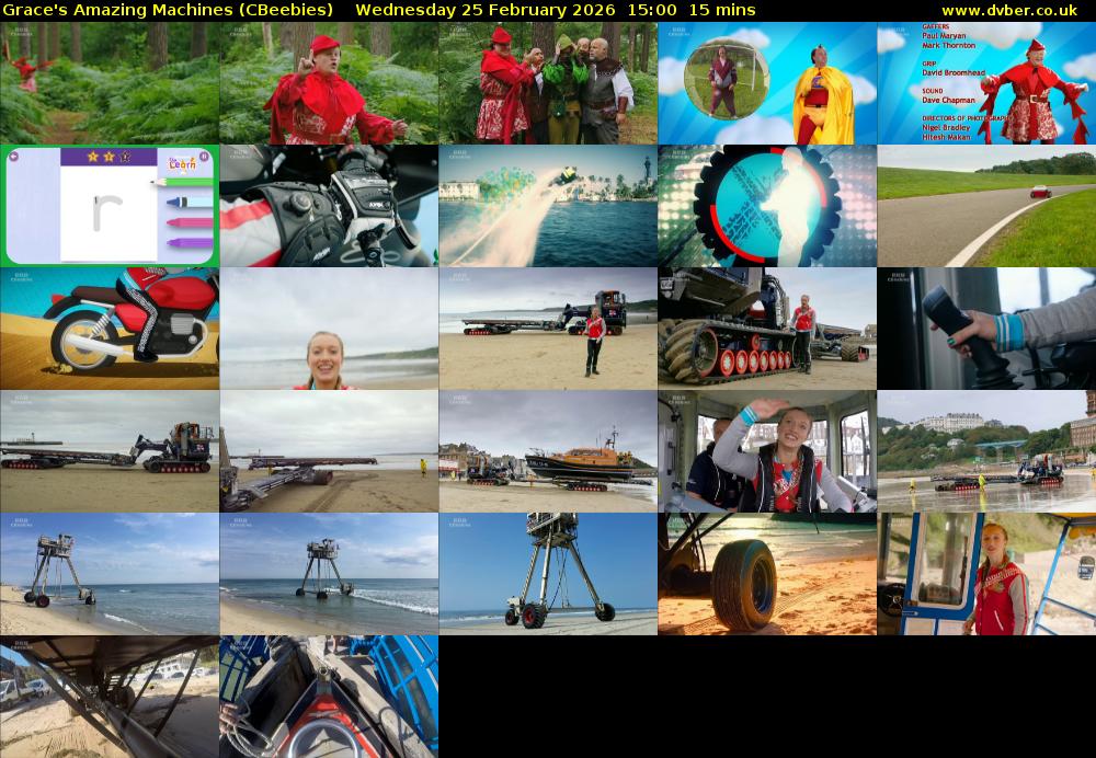 Grace's Amazing Machines (CBeebies) Wednesday 25 February 2026 15:00 - 15:15