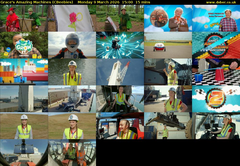 Grace's Amazing Machines (CBeebies) Monday 9 March 2026 15:00 - 15:15