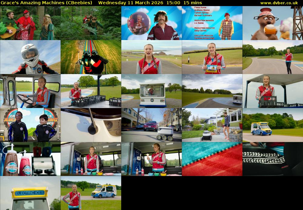 Grace's Amazing Machines (CBeebies) Wednesday 11 March 2026 15:00 - 15:15