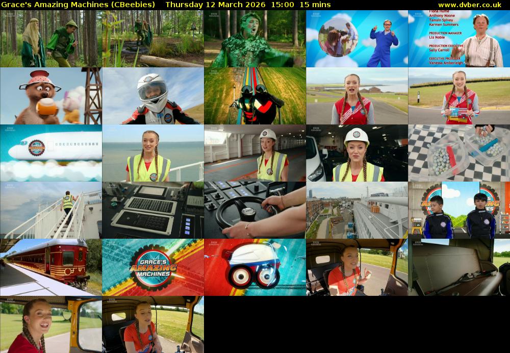 Grace's Amazing Machines (CBeebies) Thursday 12 March 2026 15:00 - 15:15