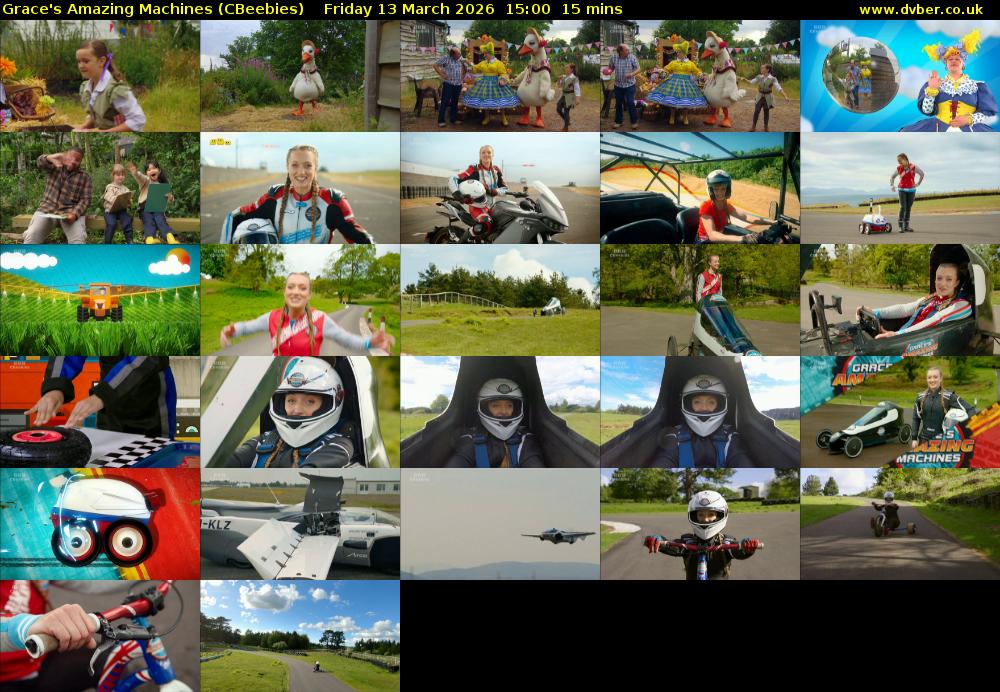 Grace's Amazing Machines (CBeebies) Friday 13 March 2026 15:00 - 15:15
