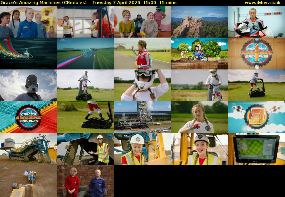Grace's Amazing Machines (CBeebies) Tuesday 7 April 2026 15:00 - 15:15