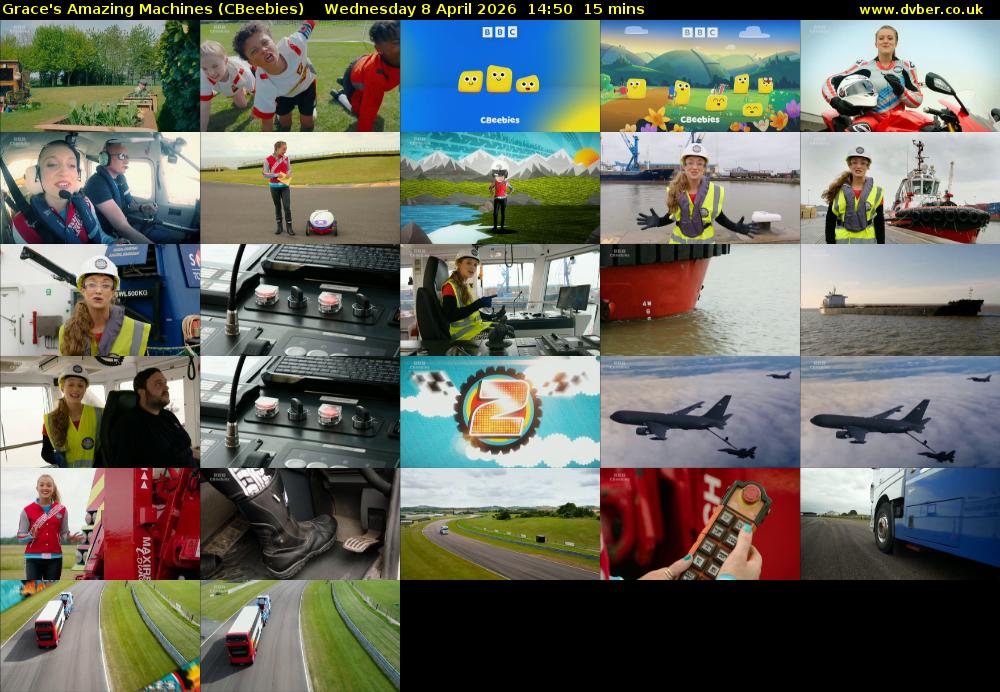 Grace's Amazing Machines (CBeebies) Wednesday 8 April 2026 14:50 - 15:05