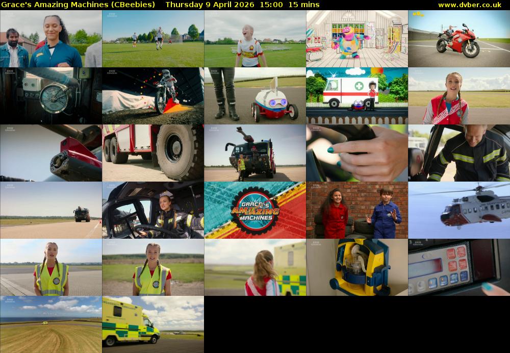 Grace's Amazing Machines (CBeebies) Thursday 9 April 2026 15:00 - 15:15