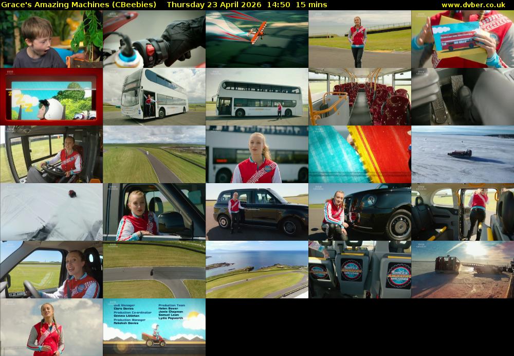 Grace's Amazing Machines (CBeebies) Thursday 23 April 2026 14:50 - 15:05