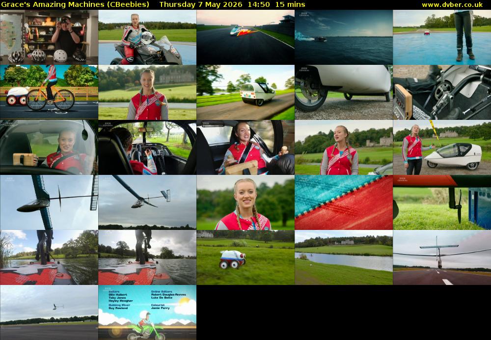 Grace's Amazing Machines (CBeebies) Thursday 7 May 2026 14:50 - 15:05