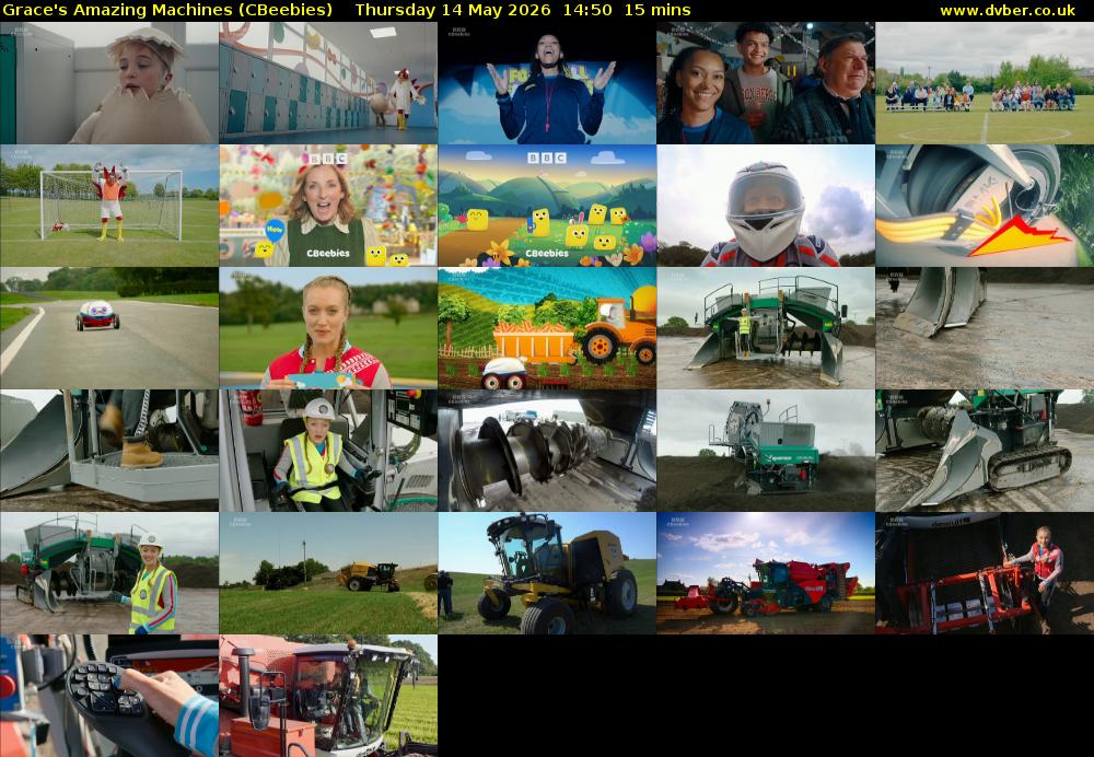 Grace's Amazing Machines (CBeebies) Thursday 14 May 2026 14:50 - 15:05