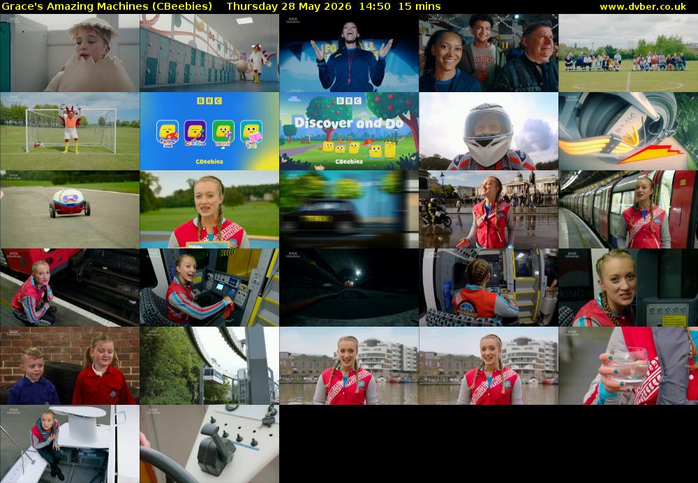 Grace's Amazing Machines (CBeebies) Thursday 28 May 2026 14:50 - 15:05