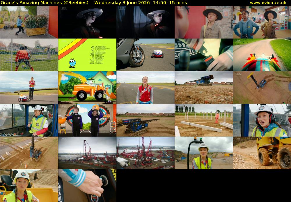 Grace's Amazing Machines (CBeebies) Wednesday 3 June 2026 14:50 - 15:05