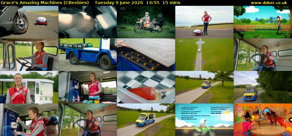 Grace's Amazing Machines (CBeebies) Tuesday 9 June 2026 14:55 - 15:10