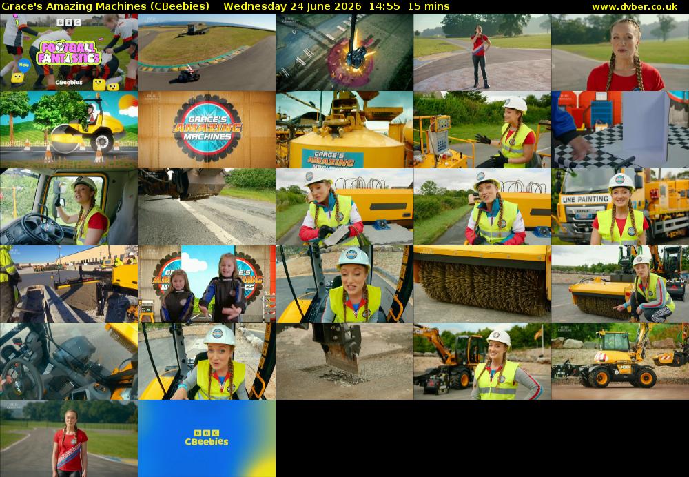 Grace's Amazing Machines (CBeebies) Wednesday 24 June 2026 14:55 - 15:10