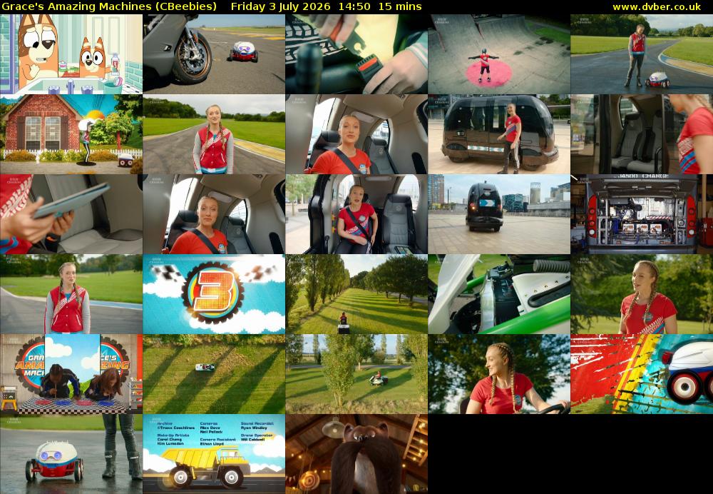 Grace's Amazing Machines (CBeebies) Friday 3 July 2026 14:50 - 15:05