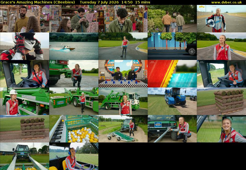 Grace's Amazing Machines (CBeebies) Tuesday 7 July 2026 14:50 - 15:05