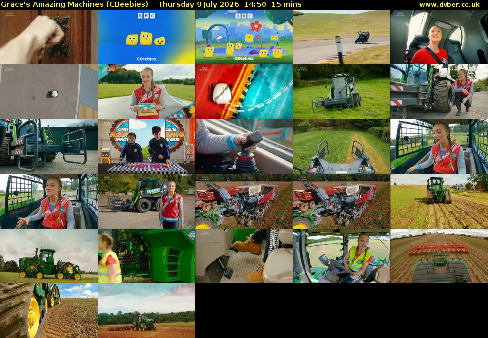 Grace's Amazing Machines (CBeebies) Thursday 9 July 2026 14:50 - 15:05