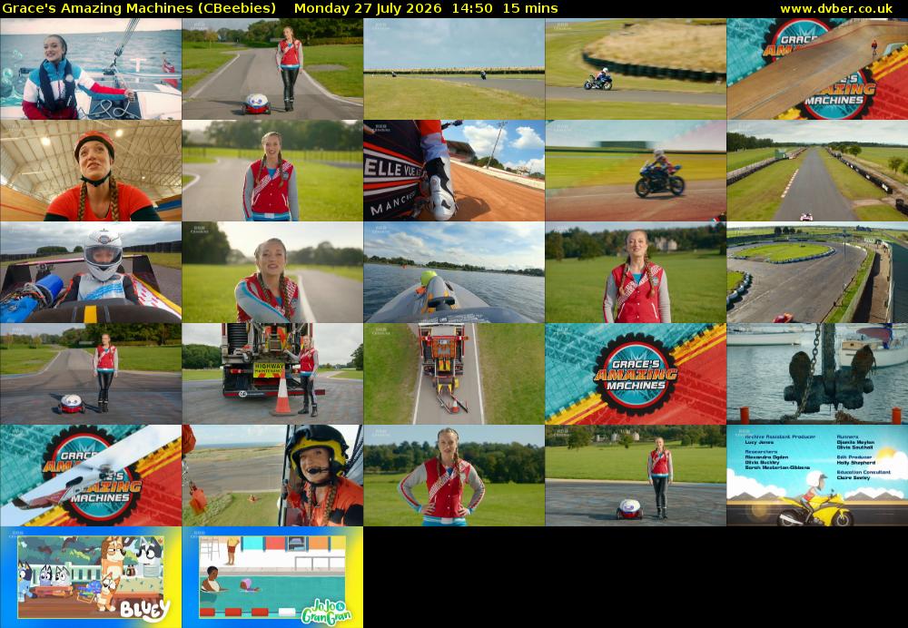 Grace's Amazing Machines (CBeebies) Monday 27 July 2026 14:50 - 15:05