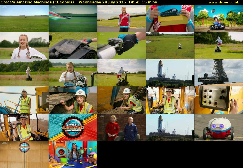 Grace's Amazing Machines (CBeebies) Wednesday 29 July 2026 14:50 - 15:05