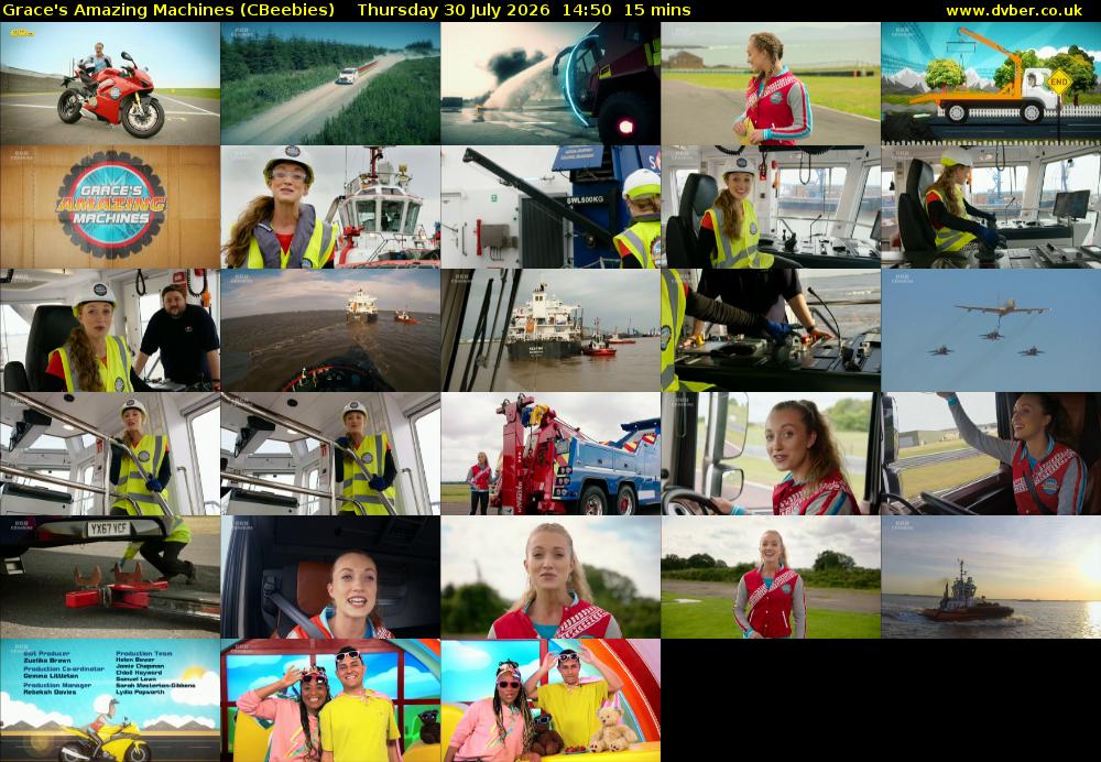 Grace's Amazing Machines (CBeebies) Thursday 30 July 2026 14:50 - 15:05