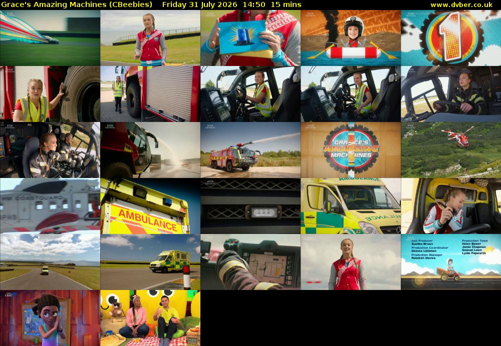 Grace's Amazing Machines (CBeebies) Friday 31 July 2026 14:50 - 15:05