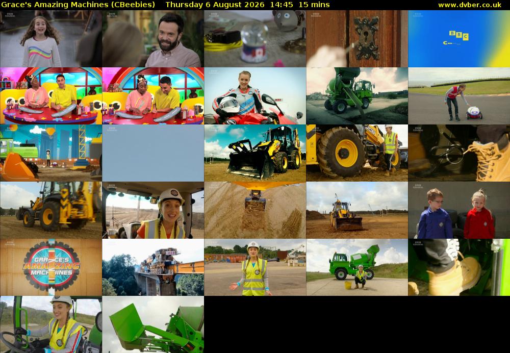 Grace's Amazing Machines (CBeebies) Thursday 6 August 2026 14:45 - 15:00
