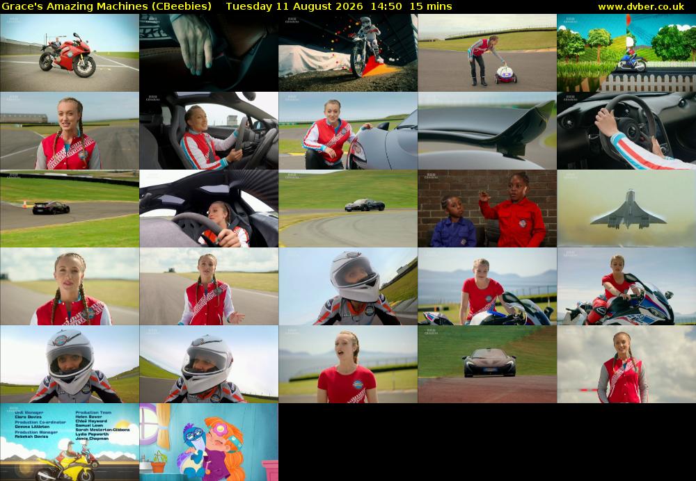 Grace's Amazing Machines (CBeebies) Tuesday 11 August 2026 14:50 - 15:05