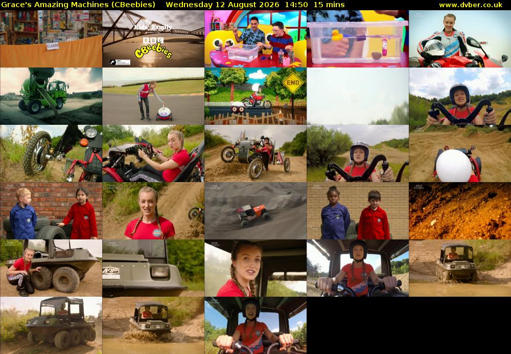 Grace's Amazing Machines (CBeebies) Wednesday 12 August 2026 14:50 - 15:05