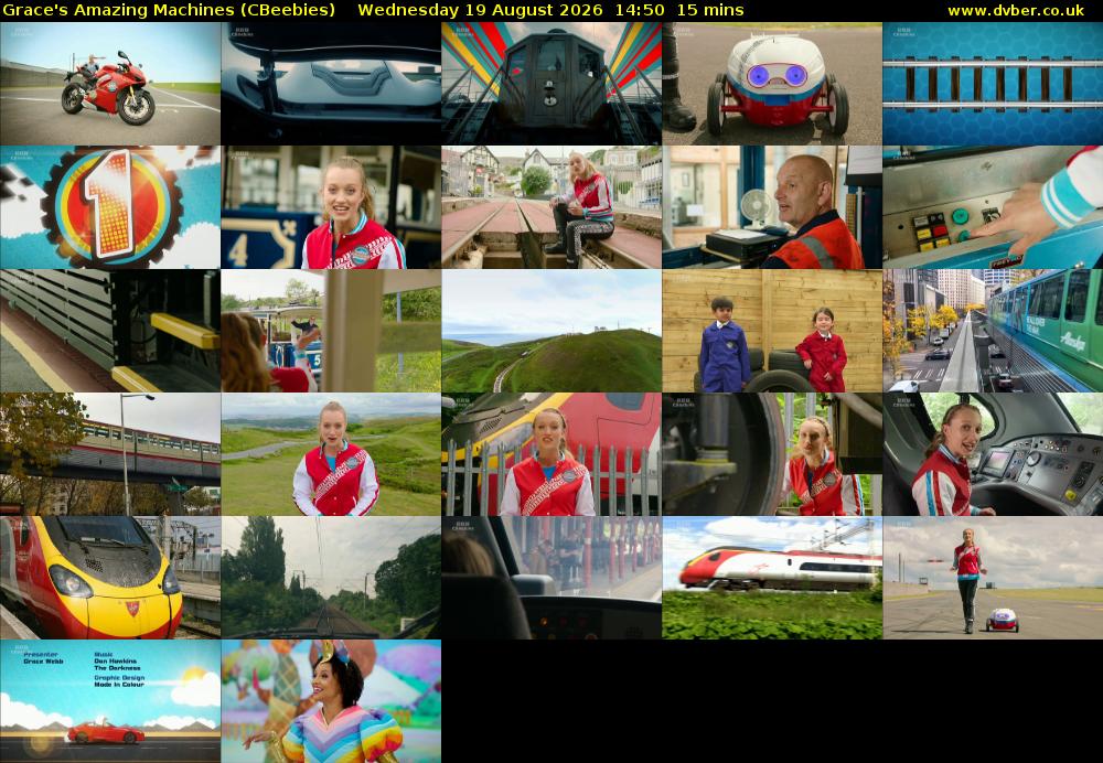 Grace's Amazing Machines (CBeebies) Wednesday 19 August 2026 14:50 - 15:05