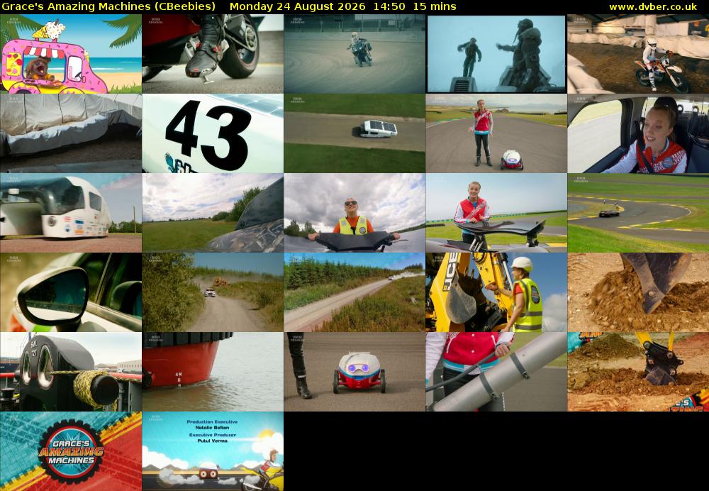 Grace's Amazing Machines (CBeebies) Monday 24 August 2026 14:50 - 15:05