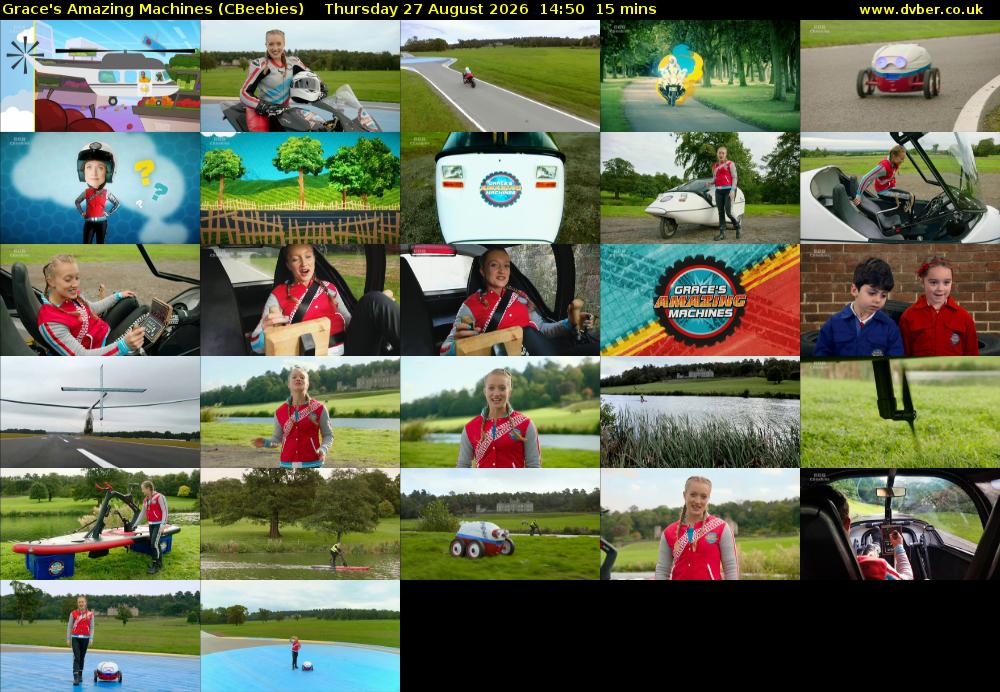 Grace's Amazing Machines (CBeebies) Thursday 27 August 2026 14:50 - 15:05