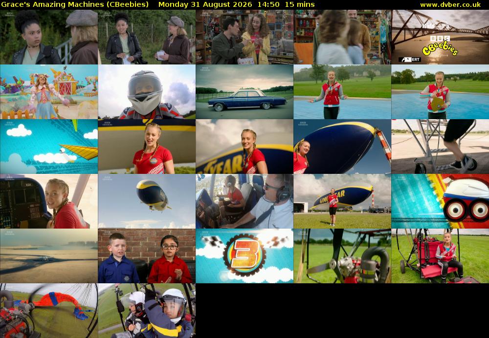 Grace's Amazing Machines (CBeebies) Monday 31 August 2026 14:50 - 15:05
