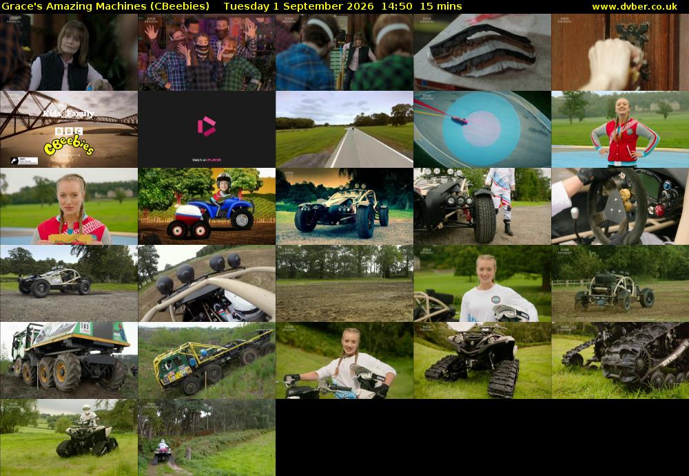 Grace's Amazing Machines (CBeebies) Tuesday 1 September 2026 14:50 - 15:05