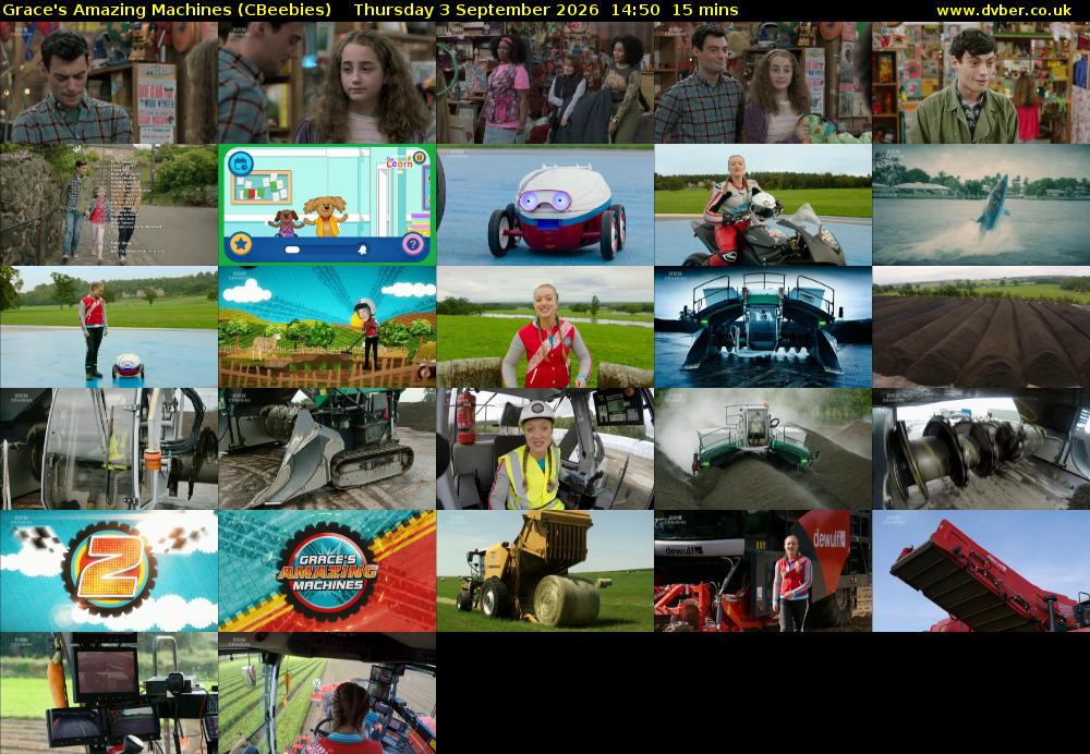 Grace's Amazing Machines (CBeebies) Thursday 3 September 2026 14:50 - 15:05