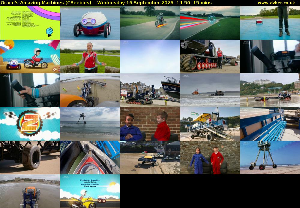 Grace's Amazing Machines (CBeebies) Wednesday 16 September 2026 14:50 - 15:05