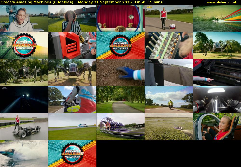 Grace's Amazing Machines (CBeebies) Monday 21 September 2026 14:50 - 15:05
