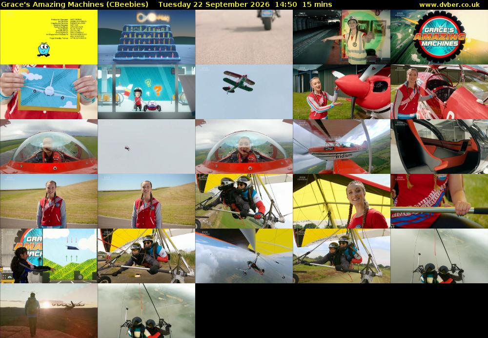 Grace's Amazing Machines (CBeebies) Tuesday 22 September 2026 14:50 - 15:05