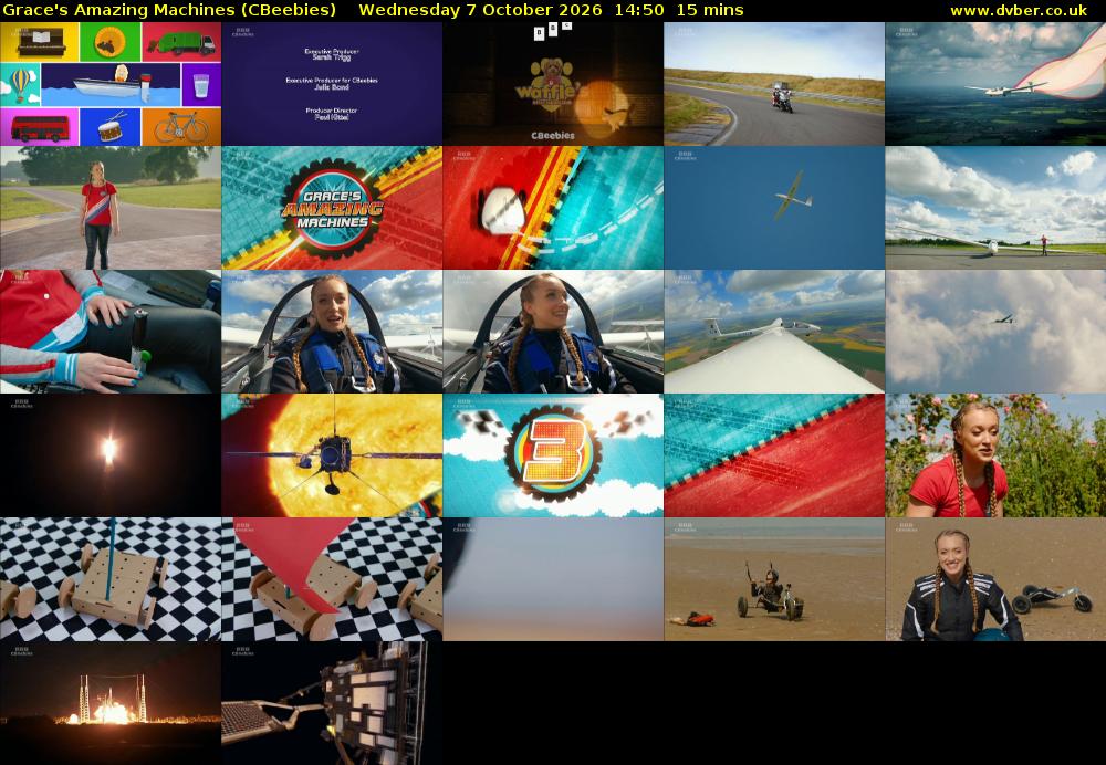 Grace's Amazing Machines (CBeebies) Wednesday 7 October 2026 14:50 - 15:05