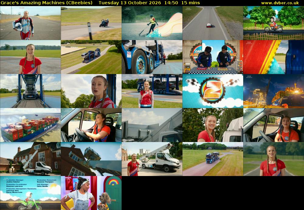 Grace's Amazing Machines (CBeebies) Tuesday 13 October 2026 14:50 - 15:05