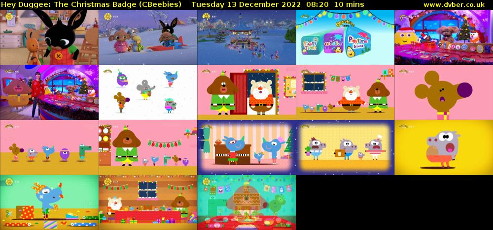 Hey Duggee: The Christmas Badge (CBeebies) Tuesday 13 December 2022 08:20 - 08:30