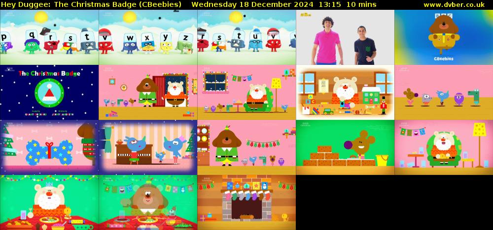 Hey Duggee: The Christmas Badge (CBeebies) Wednesday 18 December 2024 13:15 - 13:25