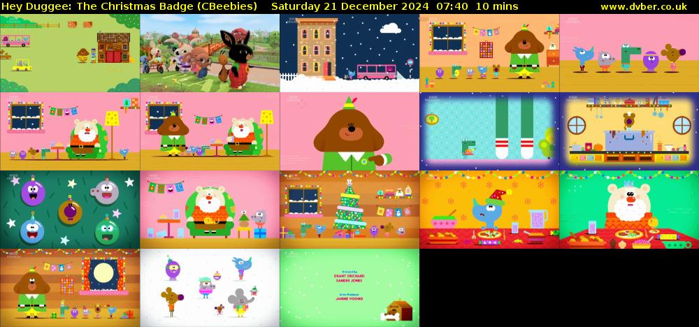 Hey Duggee: The Christmas Badge (CBeebies) Saturday 21 December 2024 07:40 - 07:50