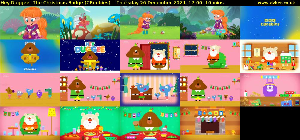 Hey Duggee: The Christmas Badge (CBeebies) Thursday 26 December 2024 17:00 - 17:10