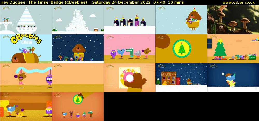 Hey Duggee: The Tinsel Badge (CBeebies) Saturday 24 December 2022 07:40 - 07:50