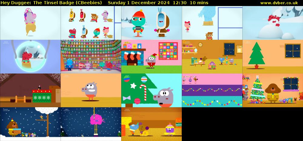 Hey Duggee: The Tinsel Badge (CBeebies) Sunday 1 December 2024 12:30 - 12:40