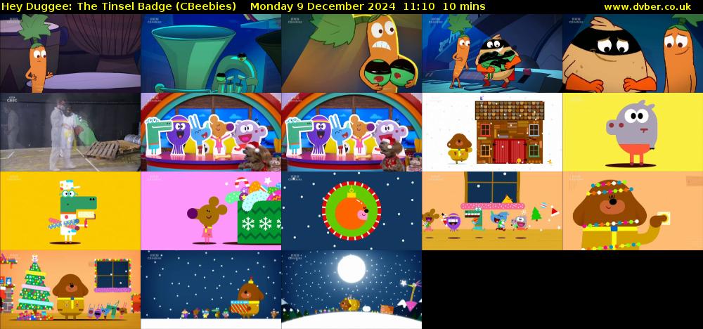 Hey Duggee: The Tinsel Badge (CBeebies) Monday 9 December 2024 11:10 - 11:20