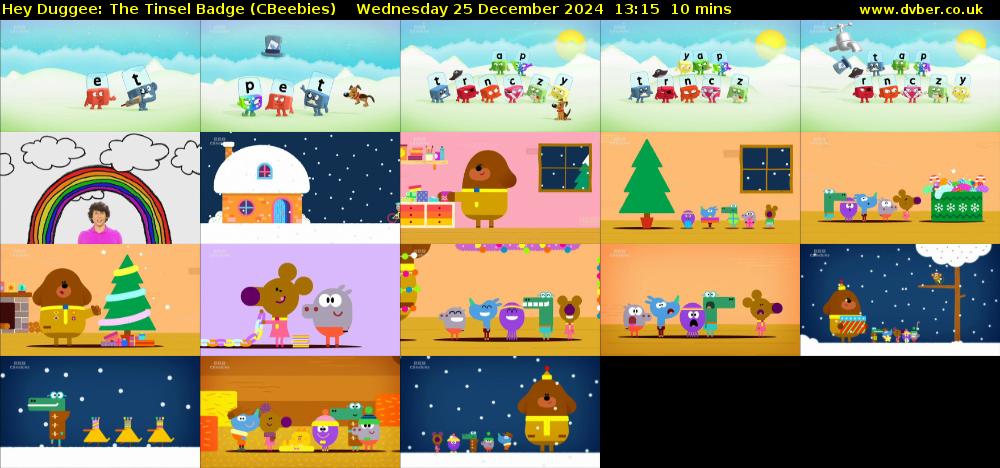 Hey Duggee: The Tinsel Badge (CBeebies) Wednesday 25 December 2024 13:15 - 13:25